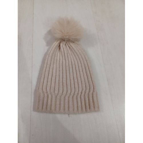 Bonnet Enfant A Pompon, Crème A Paillettes ,Taille 5 Ans