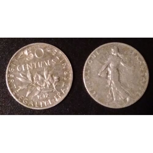 Pièce 50 Centimes 1912 Semeuse Argent