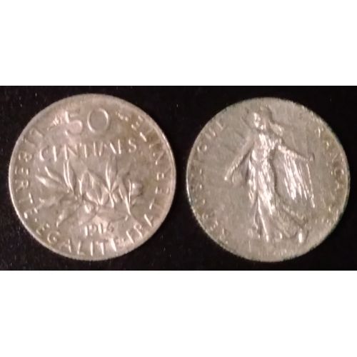 Pièce 50 Centimes 1914 Semeuse Argent