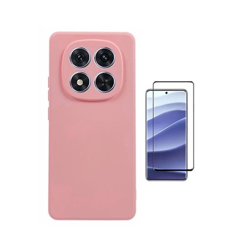 Kit De Film En Verre Trempé À Coque Complète 5D + Coque En Silicone Liquide PHONECARE Pour Xiaomi Redmi Note 15 Pro + Plus - Rose