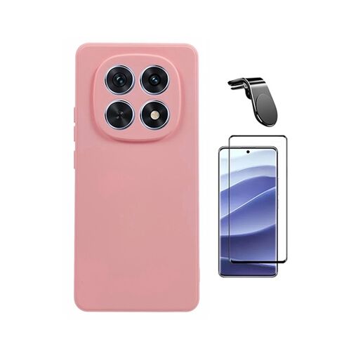 Kit De Film En Verre Trempé Incurvé + Couvercle En Silicone Liquide + Support Magnétique L Safe PHONECARE Pour Xiaomi Redmi Note 15 5G - Rose
