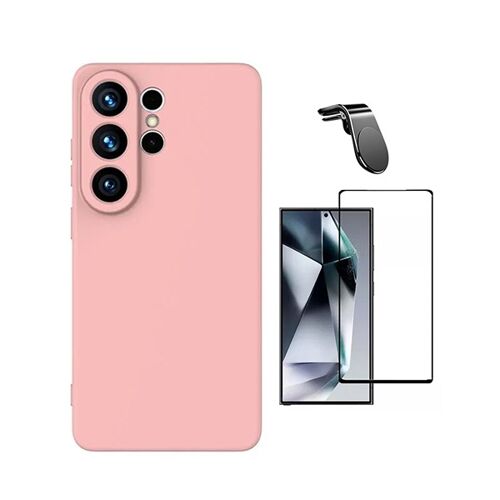Kit De Film En Verre Trempé À Coque Complète 5D + Couvercle En Silicone Liquide + Support Magnétique L PHONECARE Pour Samsung Galaxy S26 Ultra - Rose
