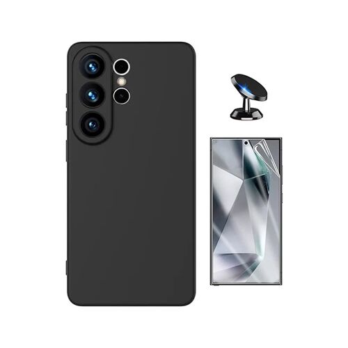 Kit De Film Hydrogel À Coque Complète Avant + Coque En Silicone Liquide + Support Magnétique PHONECARE Pour Samsung Galaxy S26 Ultra - Noir