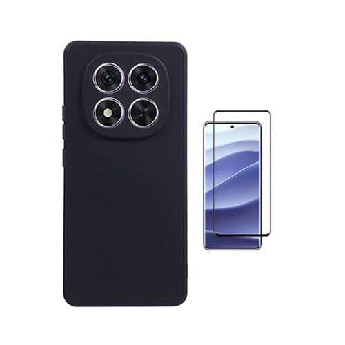 Kit De Film En Verre Trempé À Coque Complète 5D + Coque En Silicone Liquide PHONECARE Pour Xiaomi Redmi Note 15 Pro + Plus - Noir