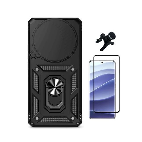 Kit De Film En Verre Trempé À Coque Complète 5D + Couvercle Coulissant De Défenseur Militaire Magnétique + Support De Voiture Magnétique Renforcé PHONECARE Pour Xiaomi Redmi Note 15 Pro 5G - Noir