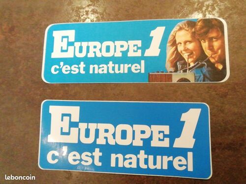 Retro Sticker Autocollant Lot De 2 Europe 1 C'Est Naturel Années 70 80