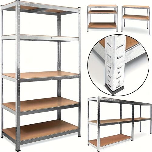 Étagères de Garage, Unité Robuste à 5 Niveaux Sans Boulons, Étagère Métallique Réglable pour Rangement, Atelier, Shed, Bureau, Capacité de 875 kg, Étagère Debout