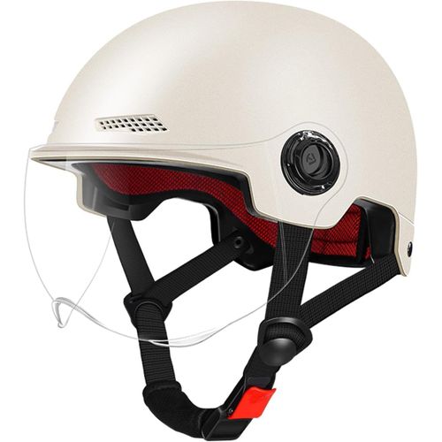 Casque Pour Vélo Électrique - Casques De Vélo Avec Visière - Casque De Vélo Avec Lunettes Détachables Adulte - Beige