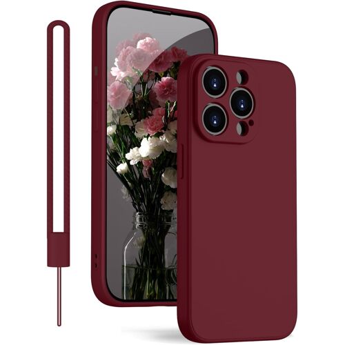 JGD-Coque de protection pour iPhone 12 Pro 6,1"", en silicone, protection de l'appareil photo, microfibre, résistante aux rayures, protection complète pour iPhone 12 Pro, vin rouge