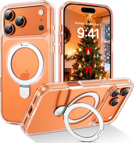 KALANKA-Coque Magnétique pour iPhone 17 Pro avec Support Anneau Intégré avec Bumper Protection Antichoc,Etui Anti-Poussière Housse Case pour iPhone 17 Pro 6.3""-Transparent