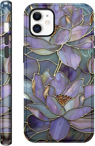 JGD-Coque pour iPhone 11, Silicone Housse Étui avec Aesthetic Design Fleur Motif, Femme Fille Anti-Rayures Protection Etui Gel TPU Souple Bumper Cover pour iPhone 11 6,1'', Lotus