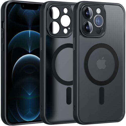 JGD-Magnétique Coque Protection Caméra pour iPhone 12 Pro Compatible avec MagSafe Charge sans Fil, Anti-Jaune Antichoc Anti-Rayures Étui Housse pour iPhone 12 Pro, Noir