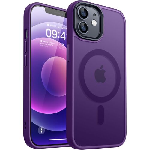 JGD-Magnétique Mat Coque pour iPhone 12/12 Pro [Toucher Doux et Soyeux] Coque de Protection Antichoc Translucide pour iPhone 12/12 Pro 6.1 Pouces - Violet Foncé