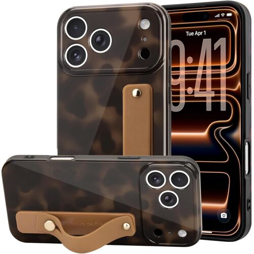 KALANKA-Coque Compatible avec iPhone 17 Pro Max Léopard Motif Silicone Souple Fine Coque avec Cordon Femme Fille Antichoc Case Coque de Protection pour iPhone 17 Pro Max Jaune