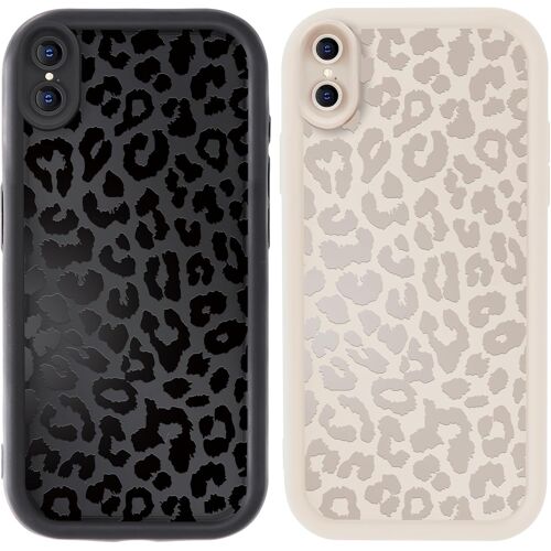JGD-2 Pièces Coque pour iPhone X/XS 5,8"" Étui, Aesthetic Motif Mode Dessin Mat Housse Ultra Mince TPU Souple Silicone Case Antichoc Anti-Rayures Bumper Protection Cover, Léopard 2