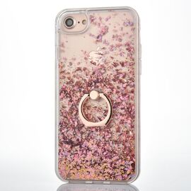 JGD-Coque Compatible avec iPhone 6 Plus/iPhone 6S Plus [avec Verre Trempé],Glitter Liquide Paillette Protection TPU Bumper Housse Étincelle Pente Antichoc Souple Brillante Étui (Or Rose)