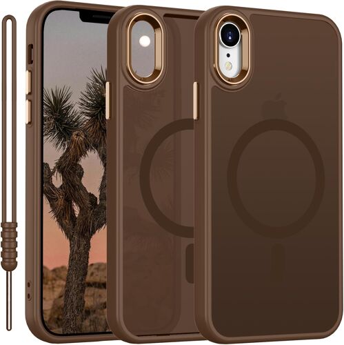 JGD-Coque de protection pour iPhone XR - Compatible avec MagSafe - Magnétique - Légèrement fine - Toucher mat - Antidérapante, anti-rayures, anti-chocs - Marron