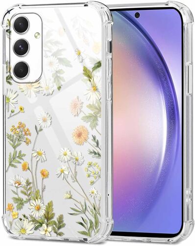 JGD-Transparente Coque pour Samsung Galaxy A54 5G, Housse Anti-Rayures Protection Étui avec Aesthetic Design Motif, Silicone Femme Fille Coque Etui Bumper Cover pour Samsung A54 5G 6,4'', fleur 01
