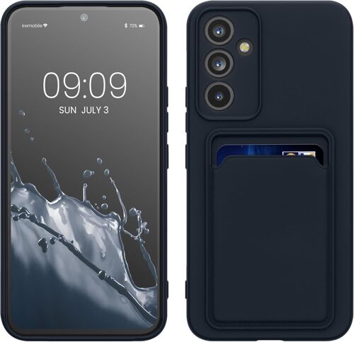 JGD-Housse Compatible avec Samsung Galaxy A54 5G Coque - Housse de téléphone avec Compartiment Carte en Silicone - Bleu foncé
