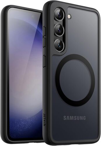 JGD-Coque Magnétique pour Samsung Galaxy S23 5G 6,1 Pouces, Compatible avec MagSafe, Étui Housse Antichoc à Dos Translucide Mat (Noir)