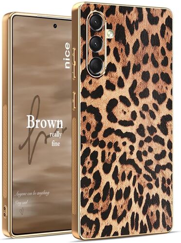 JGD-Coque pour Samsung Galaxy A16 4G / 5G Case, Étui Antichoc Classique en Cuir Motif Léopard Guépard Marron, Housse en Silicone TPU Souple Ultra Mince pour Femme. Léopard