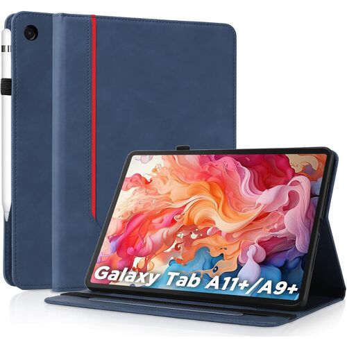 JGD-Coque pour Samsung Galaxy Tab A11+ Plus / A9 Plus 11 Pouces (2025/2023) - Étui Housse de Protection Cuir PU avec Fonction Support/Portefeuille Coque Tablette (Bleu)