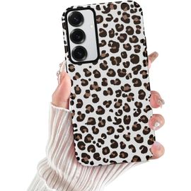 JGD-Coque pour Samsung Galaxy S24 5G Léopard Motif, Vache Aesthetic Design Housse Vintage Mignon Étui pour Fille Femmes, 2 in 1 Silicone Case Antichoc Protection Cover pour Samsung S24 6,2"",Leo