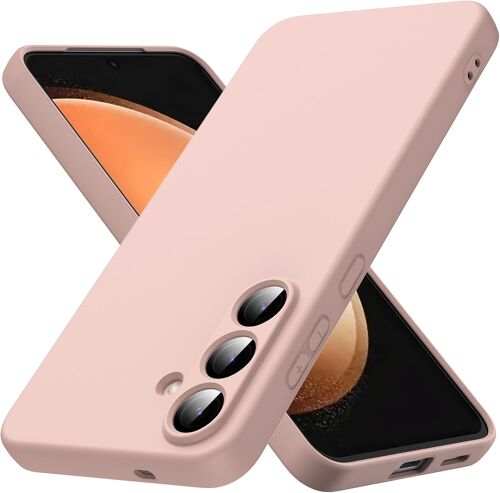 JGD-Coque pour Samsung Galaxy S25 FE 5G, Liquide Soft TPU Silicone Arcoprofing Case, Protection Antichoc et Anti-Rayures de Qualité Militaire, Douce et Facile à Nettoyer - Rosa