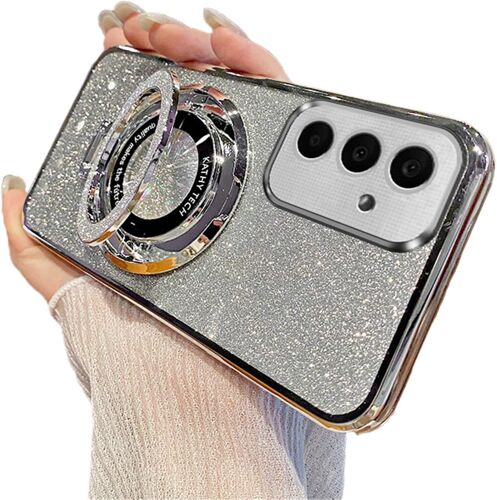 JGD-Glitter Coque pour Samsung Galaxy S23 FE Magnet Aesthetic Flash Silicone Telephone Housse Femme Homme Glitter Paillettes Compatible avec Mag-Safe TPU Case pour Galaxy S23 FE. Silver DS