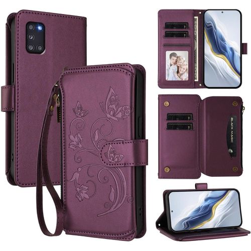 JGD-Coque pour Samsung Galaxy A31 Portefeuille Case Cuir PU Premium Design Flip Folio Magnétique avec Fentes pour Cartes, Fonction Support pour Samsung A31 - Violet foncé