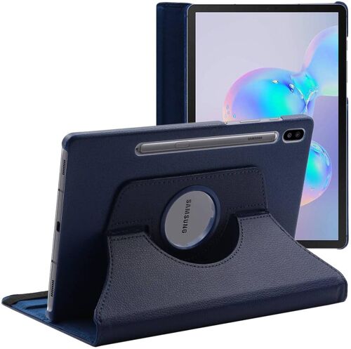 JGD-- Coque pour Samsung Galaxy Tab S6 10.5 T860/T865, Etui Rotatif 360, Housse Protection PU Cuir, Bleu Foncé