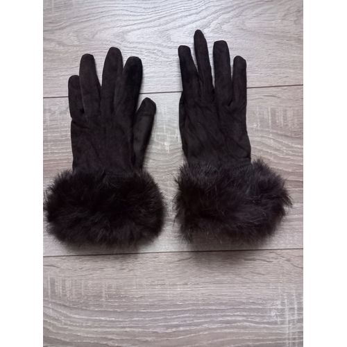 Paire De Gants En Cuir Marron Taille M ( T 7 )