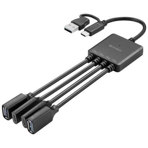 Sandberg 136-81 hub & concentrateur USB 3.2 Gen 1 (3.1 Gen 1) Type-A + Type-C 5000 Mbit/s Noir