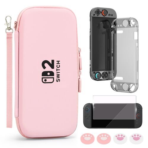 Ensemble de sacoche de transport pour console Switch 2 Rose