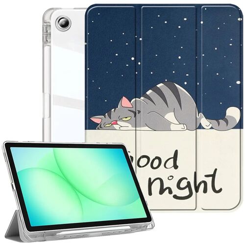 Coque pour Samsung Galaxy Tab A11 Plus / A9 Plus, Protection Slim avec Porte-Stylet - Motif Chat - E.F.Connection