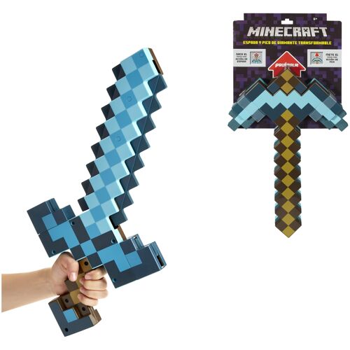 Minecraft -Épée-Pioche Transformable-accessoire 2-en-1