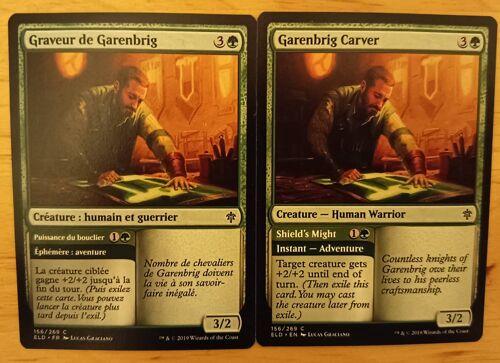 Garenbrig Carver / Shield'S Might // Graveur De Garenbrig / Puissance Du Bouclier (Le Trône D'Eldraine)