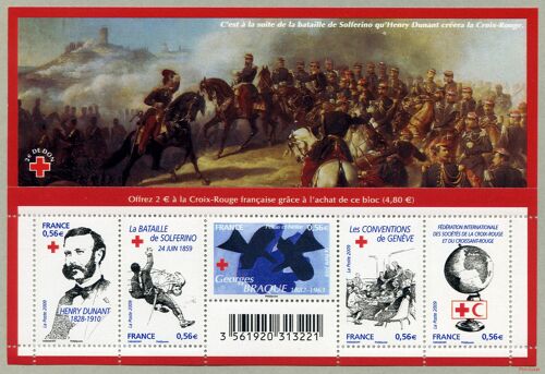 Au Profit De La Croix Rouge : Bataille De Solférino (À La Suite Henri Dunant Créa La Roix Rouge) Feuillet 4386 Année 2009 N° 4386 4387 4388 4389 4390 Yvert Et Tellier Luxe