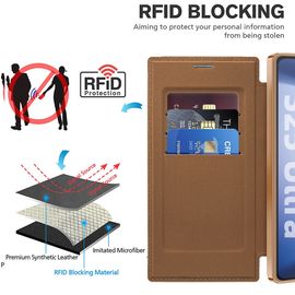 Coque Pour Samsung Galaxy S23 Plus/S23+,Etui Magnétique Compatible Avec Magsafe,Rfid Blocage,Dos Transparente Antichoc Flip Étui En Cuir Portefeuille Avec Cartes Housse Case - Brun