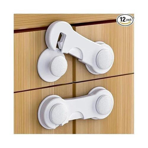 12 Pièces Bloque Porte Bébé, Bloque Tiroir Securite Enfant Pour Fenêtre Réfrigérateur, Adhésif Fort Sans Perçage,Blanc