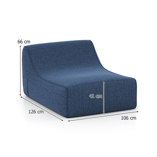 Fauteuil lounge gonflable forme L 126 x 106 x 66 cm soutien ergonomique facile à ranger style contemporain en polyester bleu Helloshop26 20_0017633