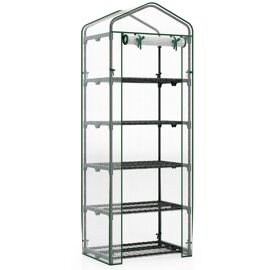 Mini Serre Portable 69 X 48 X 190 Cm 5 Étagères En Métal Design Pratique En Pe Blanc Helloshop26 20_0018984