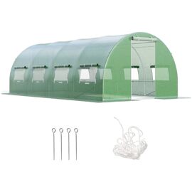 Serre Tunnel De Jardin En Plain-Pied 600 X 300 X 200 Cm Avec Excellente Protection Et Ventilation En Acier Galvanisé Vert Helloshop26 20_0020046