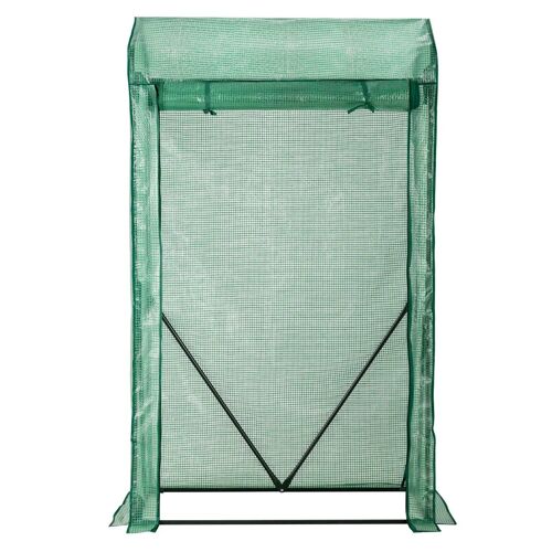 Serre De Jardin 100 X 50 X 170 Cm Avec Porte Zippée Enroulable Résistance Au Vent Ambiance Cosy En Acier Électrophorétique Vert Helloshop26 20_0019237