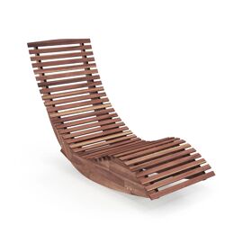 Chaise Longue À Bascule Ergonomique 157 X 60 X 76 Cm Avec Dossier Haut Mouvement Fluide En Bois D'acacia Naturel Helloshop26 20_0019411