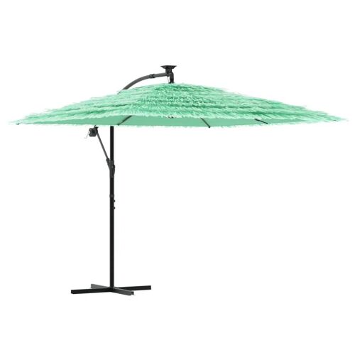Parasol De Jardin Carré Avec Mât En Acier 269 X 269 X 235 Cm Ouverture Facile Style Contemporain En Polyester Vert Helloshop26 02_0056380