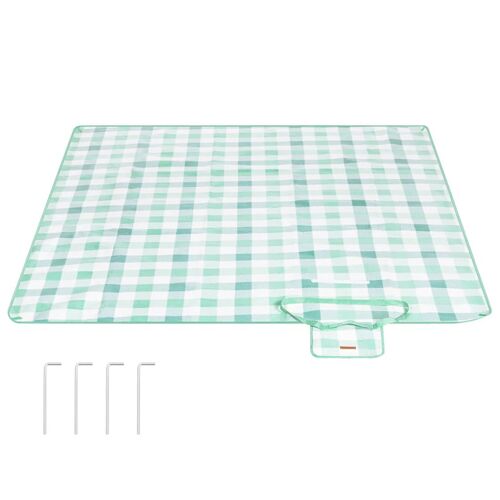 Couverture De Pique-Nique 4 Piquets De Sol Grand Tapis Pour Camping Jardin Plage Extérieur Hydrofuge Pliable Portable Vert Helloshop26 12_0005260