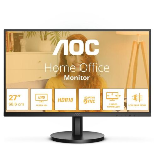 AOC Basic-line U27B3M - B3 Series - écran LED - 27" - 3840 x 2160 4K UHD (2160p) @ 60 Hz - VA - 300 cd/m² - 3500:1 - HDR10 - 4 ms - HDMI, DisplayPort - noir