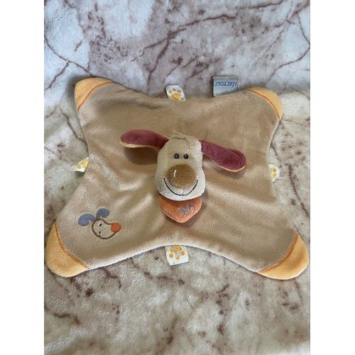 Doudou plat chien Bo beige orange Nattou