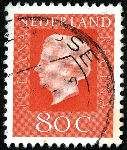 Timbre Oblitéré Nederland , Juliana Regina , 80c